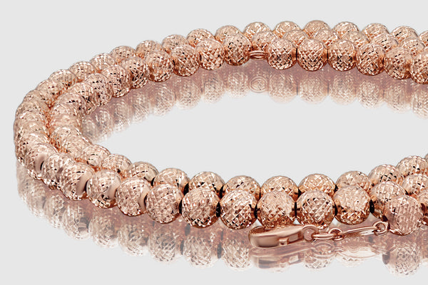 2.5mm - 10mm 10K Laser Moon Rose Pink Gold Necklace | Uverly