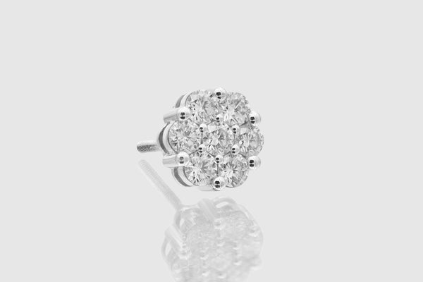 1.25 Ct 7-Stone Medium Cluster Flower Diamond Earrings White Gold or Platinum | Uverly