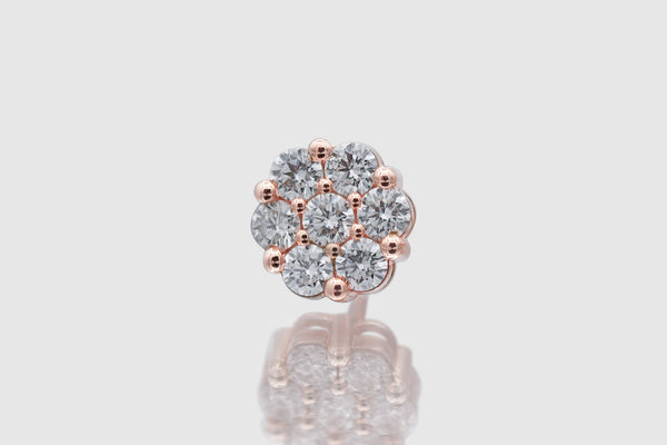 1.25 Ct 7-Stone Medium Cluster Flower Diamond Earrings Rose Gold | Uverly