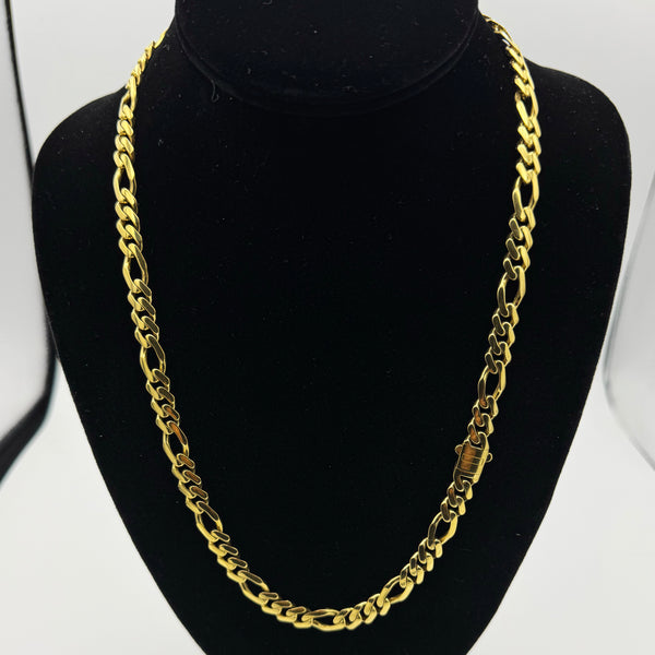 8MM HOLLOW FIGARO MONACO STYLE NECKLACE - 14K YELLOW GOLD | Uverly