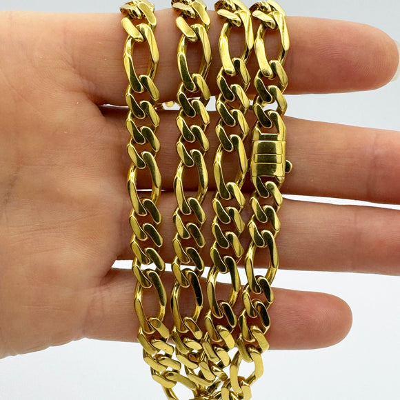 8MM HOLLOW FIGARO MONACO STYLE NECKLACE - 14K YELLOW GOLD | Uverly