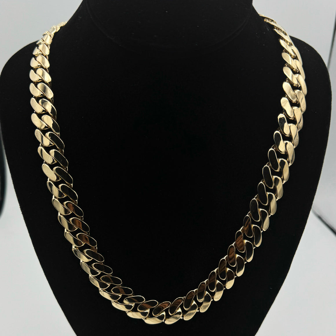 14MM HOLLOW MIAMI CUBAN FLAT NECKLACE - 14k Yellow Gold - 22"