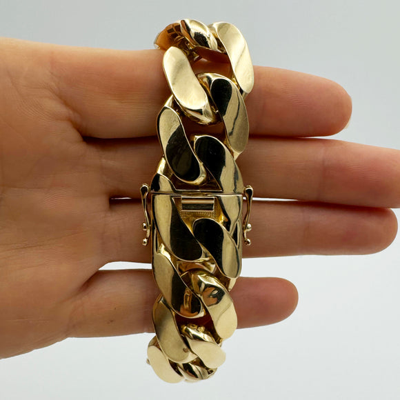 21.5MM HOLLOW MIAMI CUBAN FLAT BRACELET - 14k Yellow Gold - 8.5"