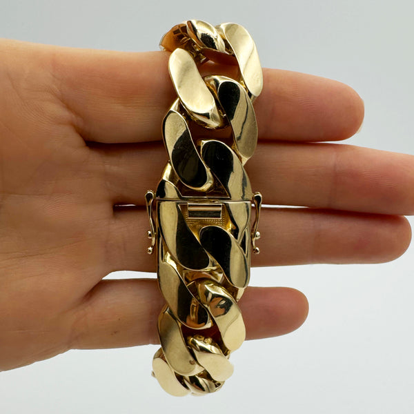 21.5MM HOLLOW MIAMI CUBAN FLAT BRACELET - 14k Yellow Gold - 8.5"
