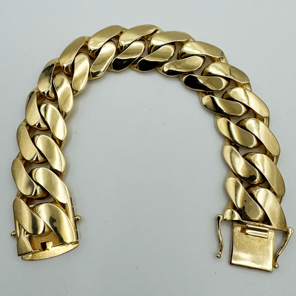 21.5MM HOLLOW MIAMI CUBAN FLAT BRACELET - 14k Yellow Gold - 8.5"