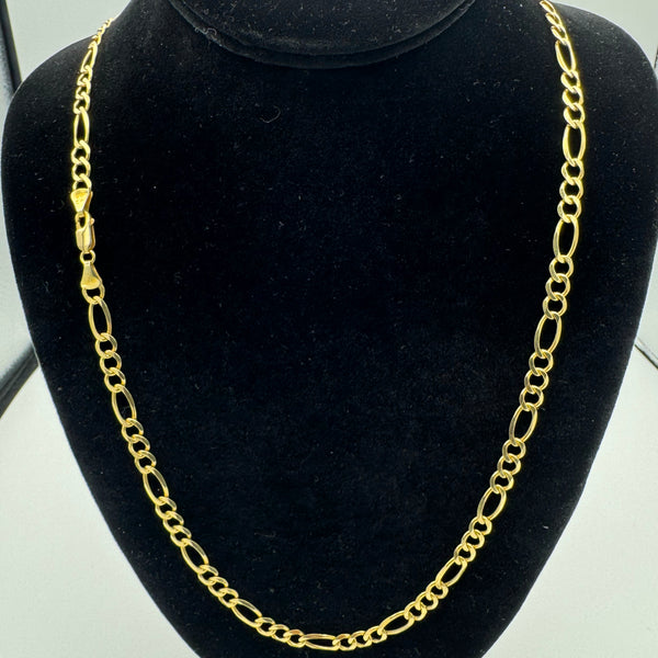 6MM SOLID FIGARO NECKLACE - 14K YELLOW GOLD - 24" | Uverly