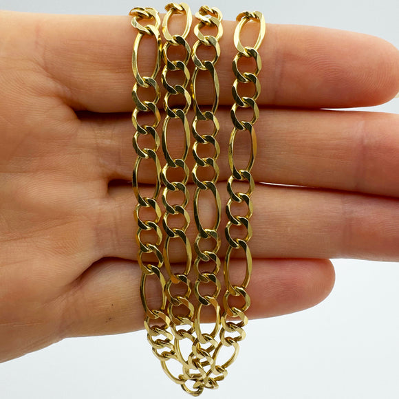 6MM SOLID FIGARO NECKLACE - 14K YELLOW GOLD - 24" | Uverly