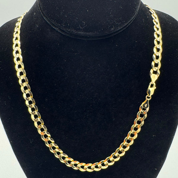 8MM SOLID CUBAN CURB NECKLACE - 14K YELLOW GOLD - 20"