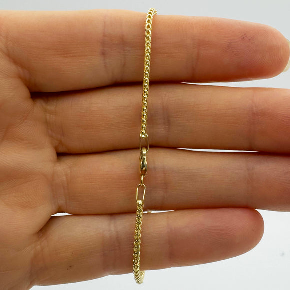 1.5MM ROUND FRANCO DIAMOND CUT SOLID BRACELET - 10K Yellow Gold