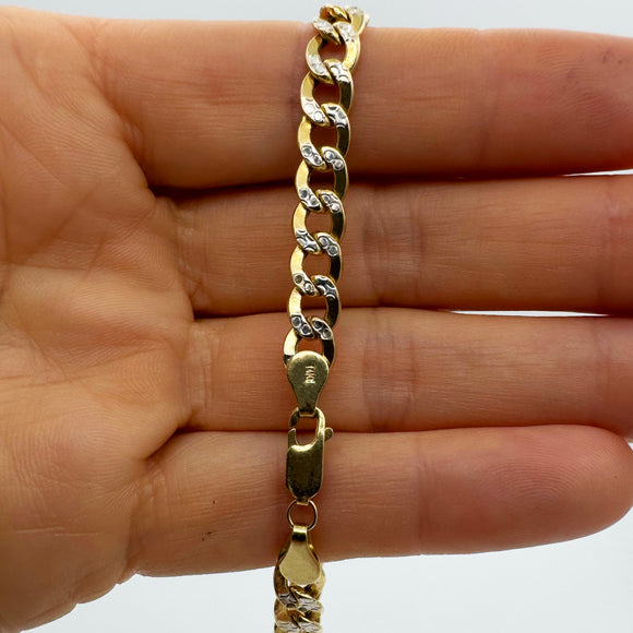 6MM SOLID CUBAN CURB DIAMOND CUT BRACELET - 14K YELLOW GOLD - 9.25" | Uverly