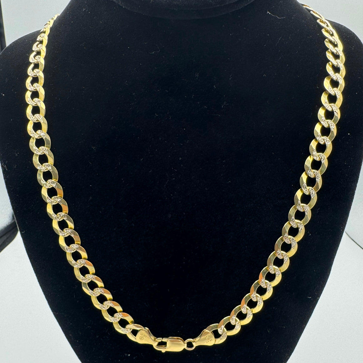 10MM SOLID CUBAN CURB DIAMOND CUT NECKLACE - 14K YELLOW GOLD - 24"