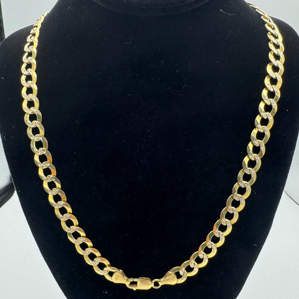 10MM SOLID CUBAN CURB DIAMOND CUT NECKLACE - 14K YELLOW GOLD - 24"
