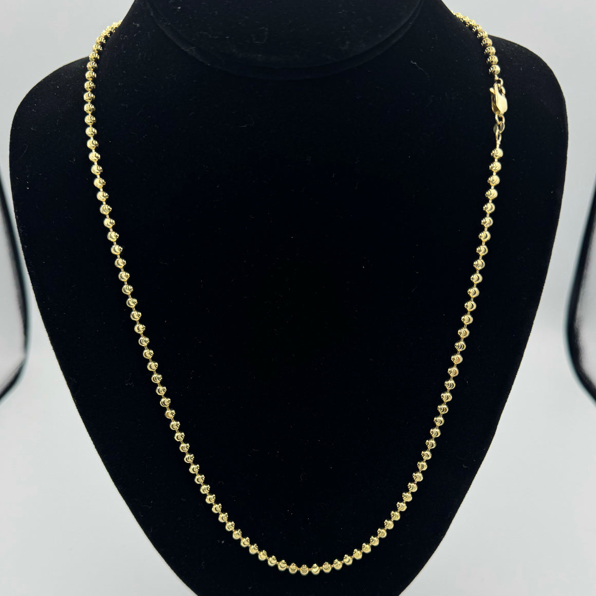 3.5MM MOON CUT BALL BEAD NECKLACE - 14k Yellow Gold 24"