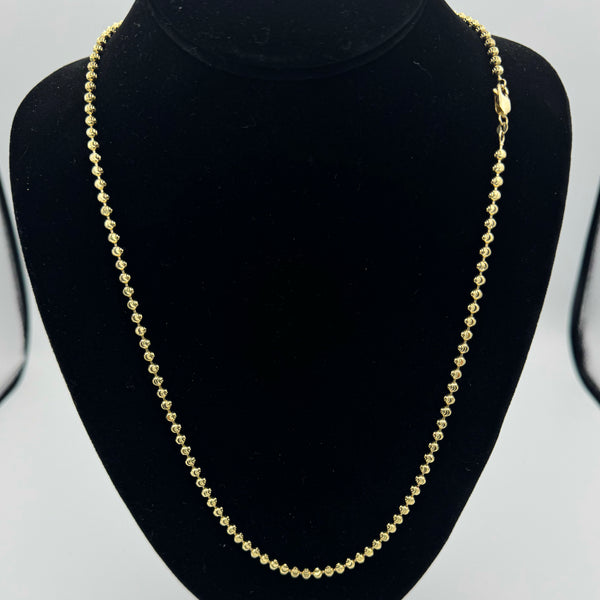 3.5MM MOON CUT BALL BEAD NECKLACE - 14k Yellow Gold 24"