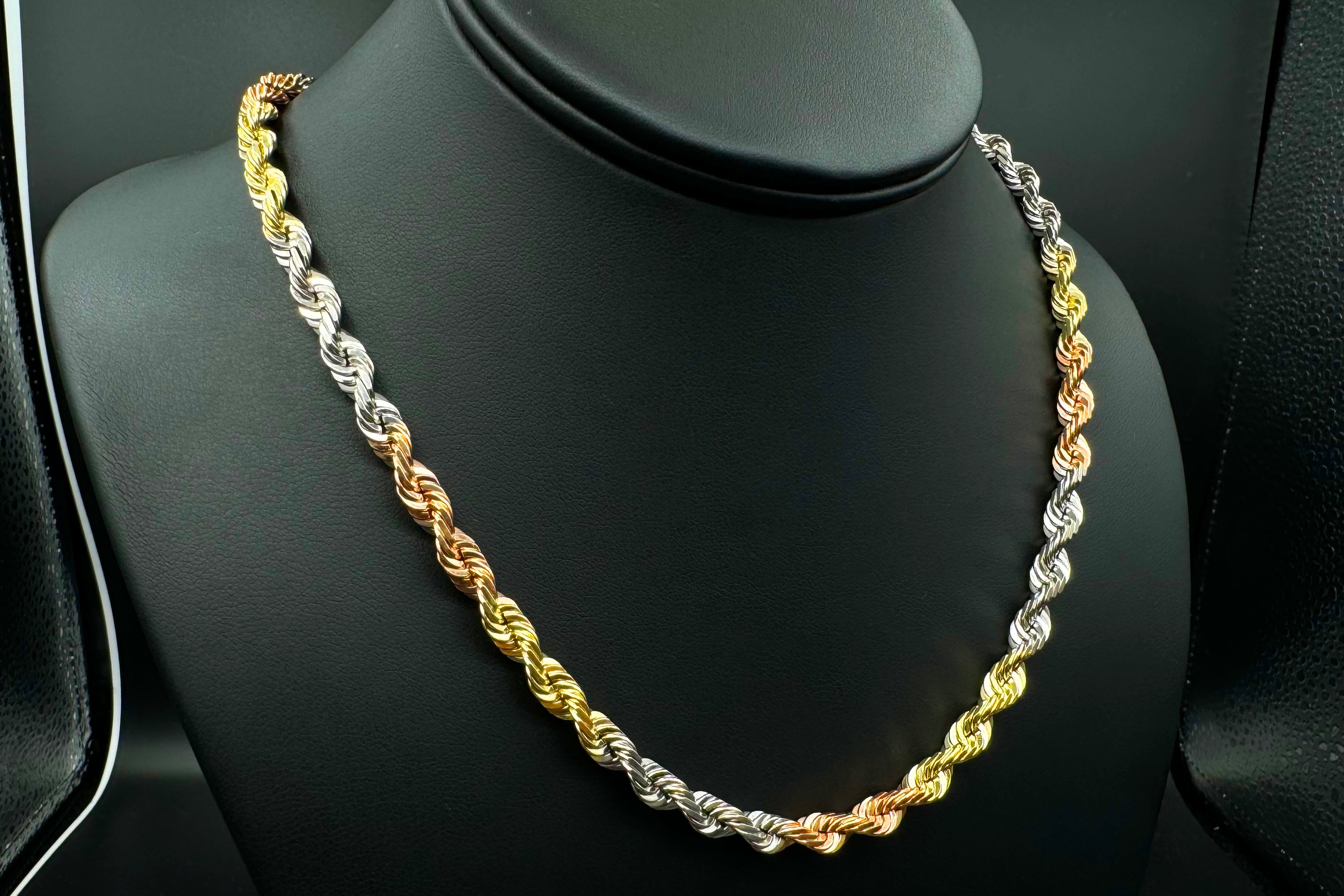Rope Chain - 14k Solid Tri-Color Gold | Uverly