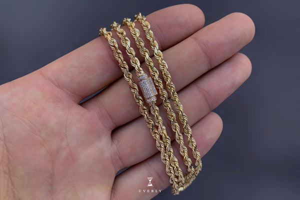 3.8mm Rope Chain - 10k/14k Yellow Gold | Uverly