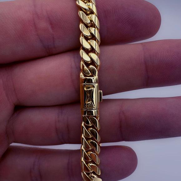 7.5MM SOLID MIAMI CUBAN BRACELET - 14k Yellow Gold - 7" | Uverly