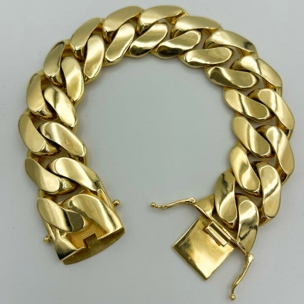 21.5MM HOLLOW MIAMI CUBAN FLAT BRACELET - 14k Yellow Gold - 8.5"
