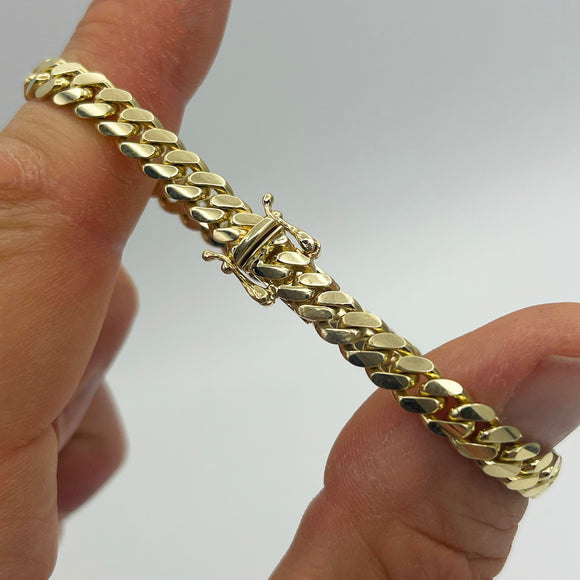 6mm Solid Miami Cuban Bracelet - 14k Yellow Gold - 7" | Uverly