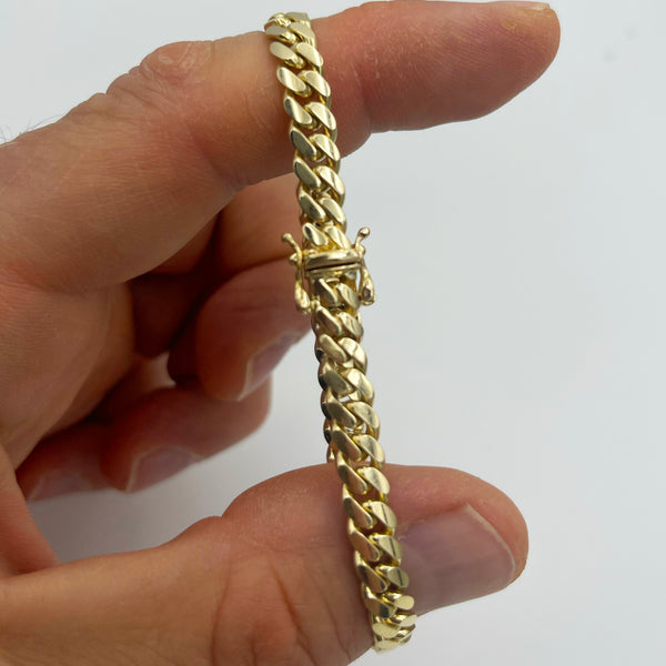 6mm Solid Miami Cuban Bracelet - 14k Yellow Gold - 7" | Uverly