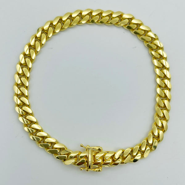 7mm Solid Miami Cuban Bracelet - 14k Yellow Gold - 8" | Uverly
