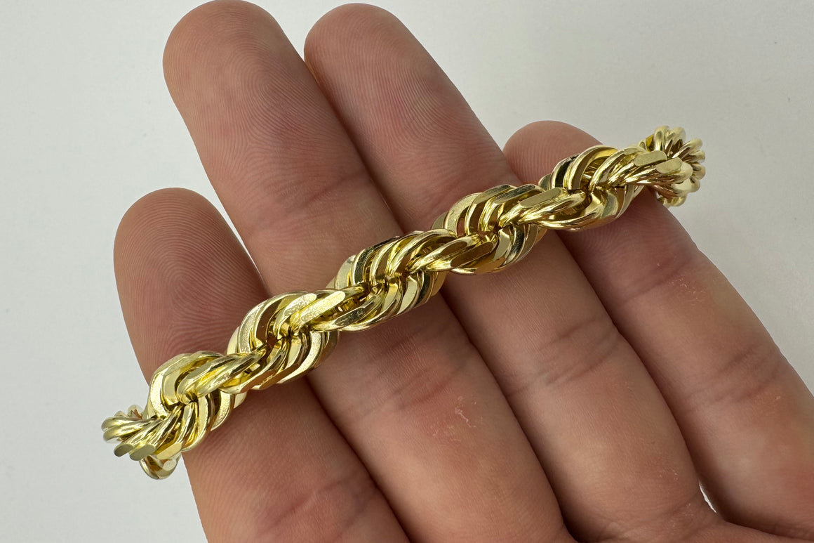 10mm Rope Bracelet - Diamond Lock - 10k/14k/18k Gold | Uverly