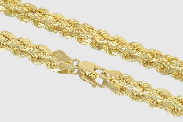 1.5mm - 5mm Rope Chain - 18k Solid Yellow Gold | Uverly