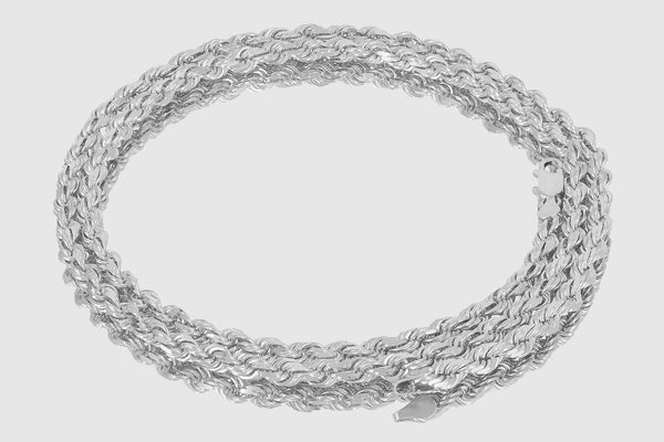 1.5mm - 5mm Rope Chain - 10k Solid White Gold | Uverly