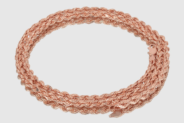 1.5mm - 5mm Rope Chain - 10k Solid Rose Gold | Uverly