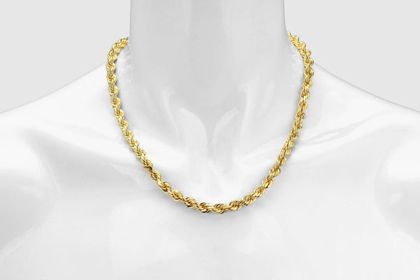 1.5mm - 5mm Rope Chain - 18k Solid Yellow Gold | Uverly