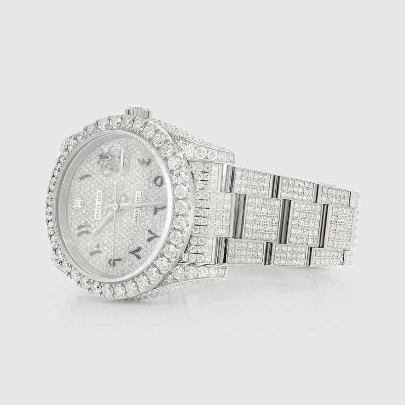 Diamond Rolex DateJust 36mm Stainless Steel Arabic Dial Watch