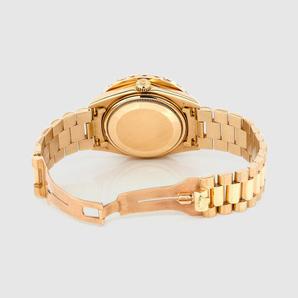 Diamond Rolex Presidential DayDate 36mm 18k Yellow Gold Blue Dial Watch