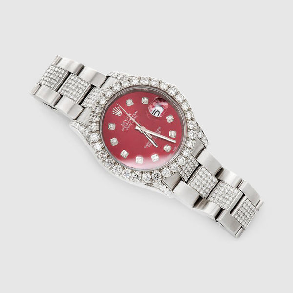 Rolex DateJust 36mm Diamond Stainless Steel Red Dial