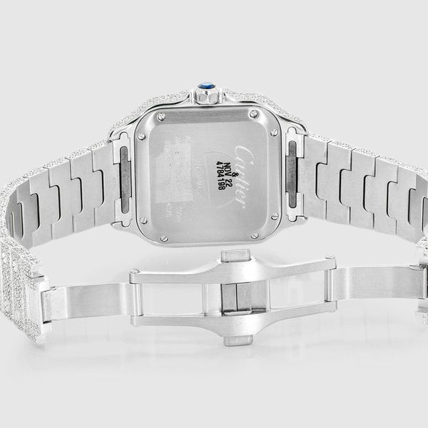 Iced Out Cartier Santos 35mm Diamond Watch 14.7ct.