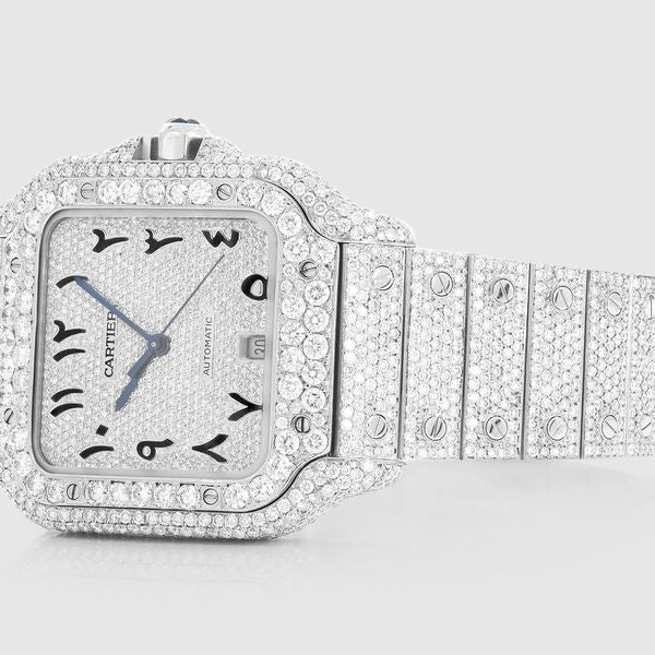 Iced Out Cartier Santos 40mm Diamond Watch 23.5ct. | Uverly
