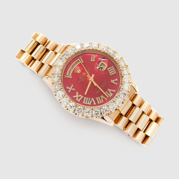 Diamond rolex best sale red face