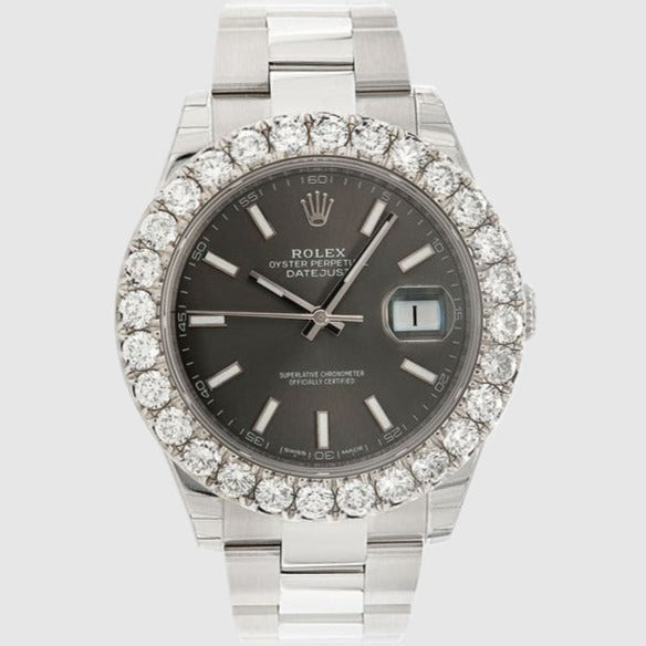 Rolex Datejust 41 - NEW - Diamonds - Slate Grey Dial - Iced Out