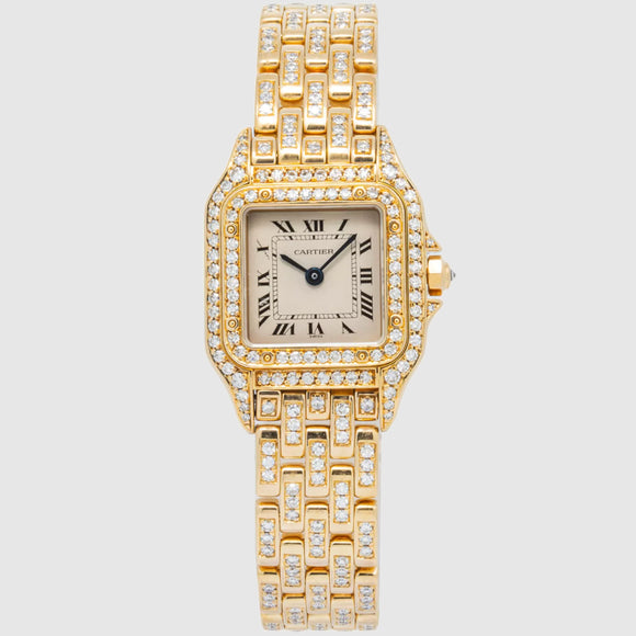 Cartier Panthere Diamond Watch - 18k Yellow Gold - Small Women's Model | Uverly