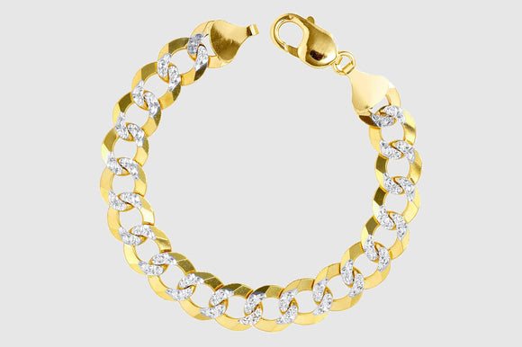 4mm - 16mm Curb Link Diamond Cut Bracelet - 10k Solid Yellow Gold | Uverly
