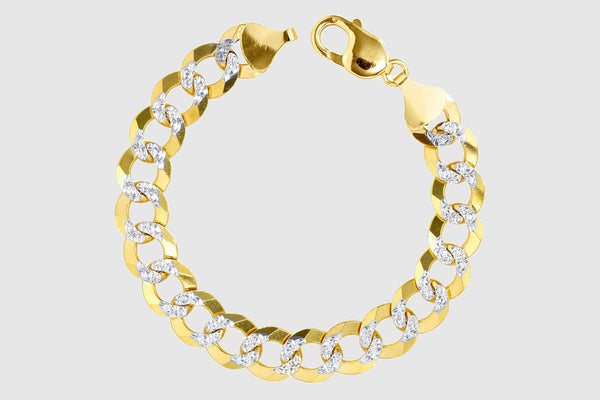 4mm - 16mm Curb Link Diamond Cut Bracelet - 10k Solid Yellow Gold | Uverly