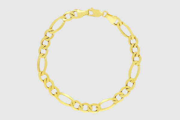 3.5mm - 12mm Figaro Bracelet - 10k Solid Yellow Gold | Uverly