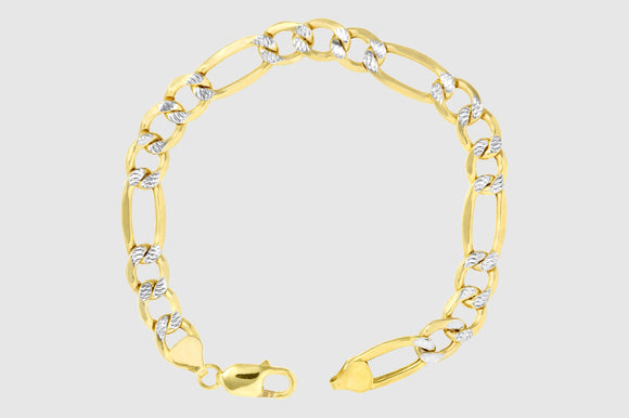 Figaro Bracelet - 14k Solid Yellow Gold | Uverly