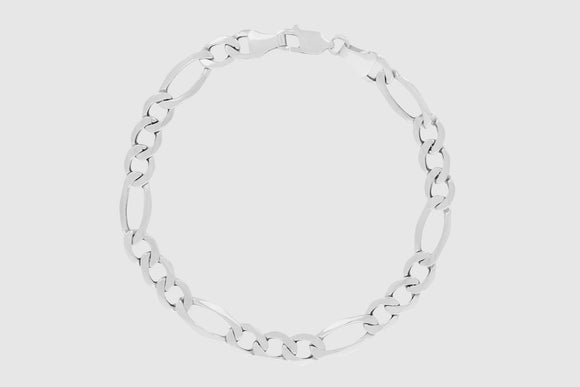 Figaro Bracelet - 14k Solid White Gold | Uverly