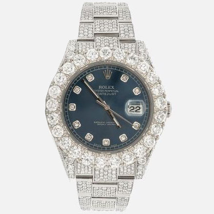 Diamond Rolex DateJust II 41mm Oystersteel Dark Blue Dial Watch