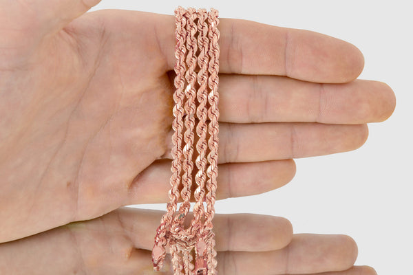 4mm - 5mm Rope Chain - 18k Solid Rose Gold | Uverly