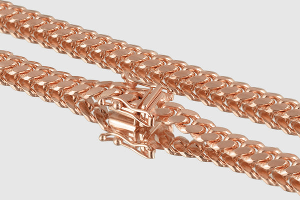 5mm Solid Miami Cuban 10k / 14k Rose Pink Gold Necklace | Uverly