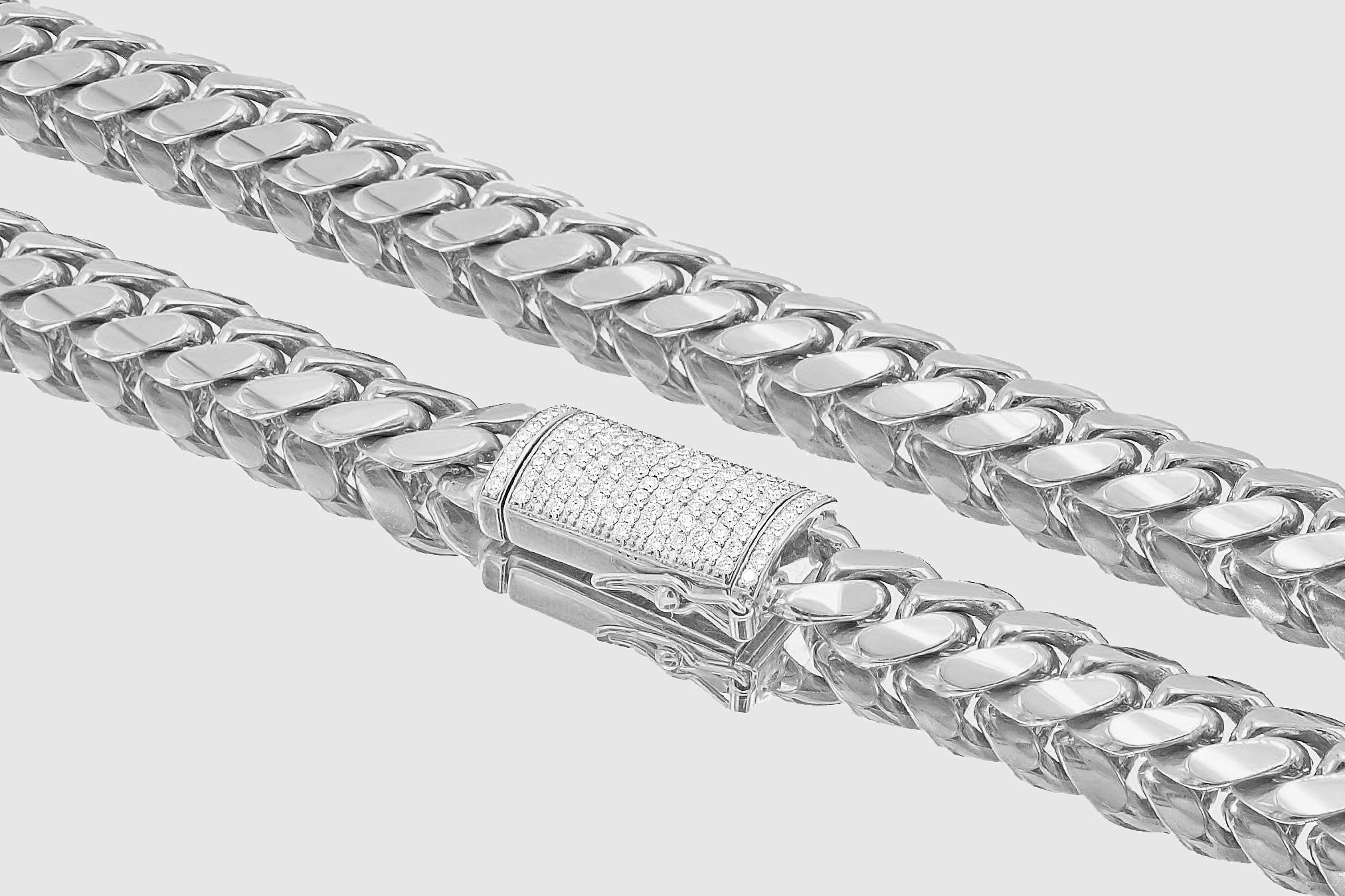 18 Karat Diamond Padlock Pendant with Handmade Curb Chain Necklace