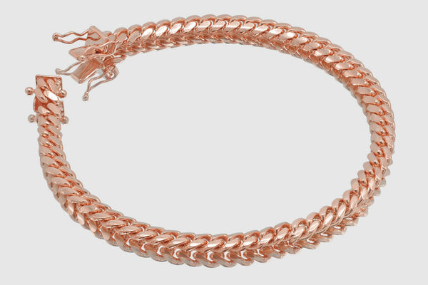 5mm Solid Miami Cuban Bracelet 10k / 14k / 18k Rose Pink Gold | Uverly