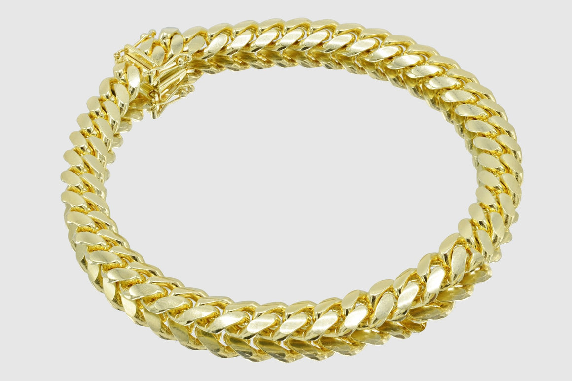 8mm Solid Miami Cuban Bracelet 10k / 14k Yellow Gold | Uverly