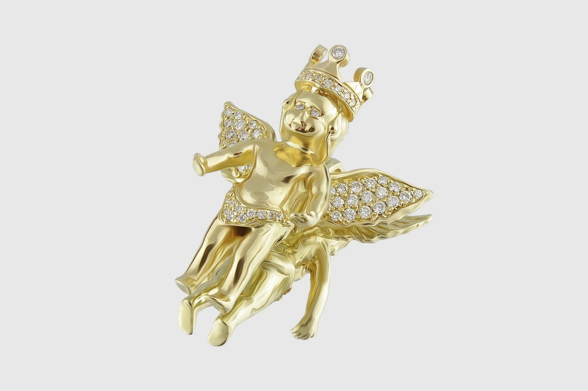 Micro Diamond Angel Pendant Yellow Gold
